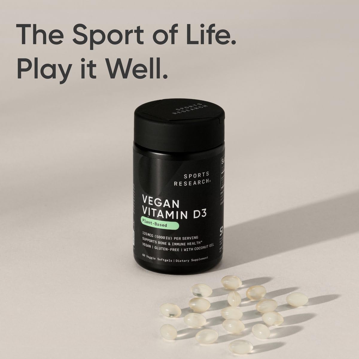 Sports Research Vitamina D3 Vegana 5000 UI — 60 Cápsulas Blandas