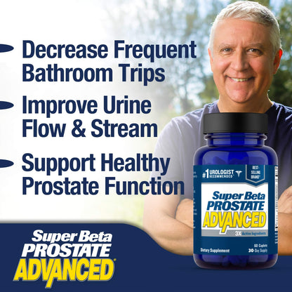 SUPER BETA PROSTATE Advanced – Beta Sitosterol Prostate Support (3-Pack, 180 Caplets) - Calm Era