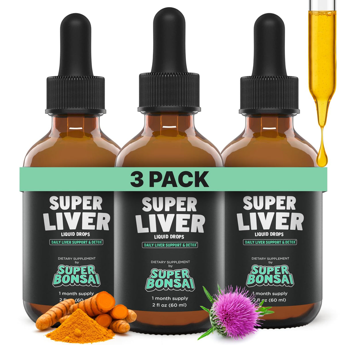 SuperBonsai Super Liver Support – Milk Thistle Liquid Formula | 3-Pack - Calm Era