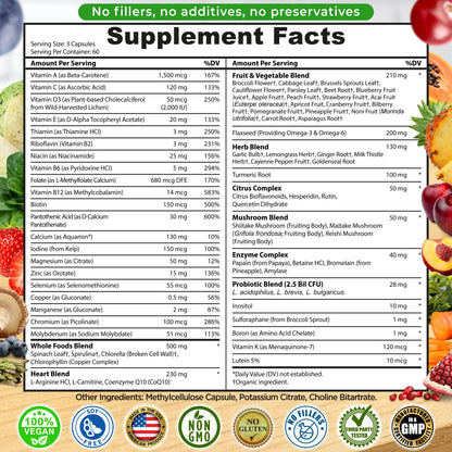 SUPPLEMENTS STUDIO Vegan Methylated Multivitamin for Men & Women – Whole Food, Iron-Free, Non-GMO (180 Count) - Calm Era