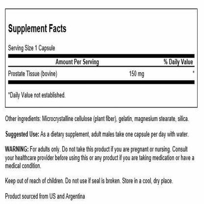 Swanson Próstata glandular cruda 150mg — 60 cápsulas