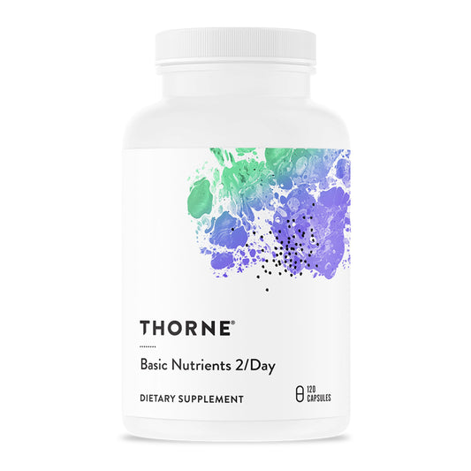 Thorne Basic Nutrients 2/Day dietary supplement container on a white background