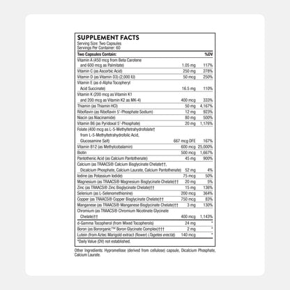 Thorne Basic Nutrients 2/Day – Multivitamínico Diario, sin Gluten ni Lácteos (60 Cápsulas)