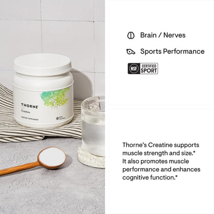 THORNE Creatine - Micronized Creatine Monohydrate Powder for Muscle & Focus | NSF Certified for Sport | Unflavored | 5 g per Serving | 90 Servings - Calm Era