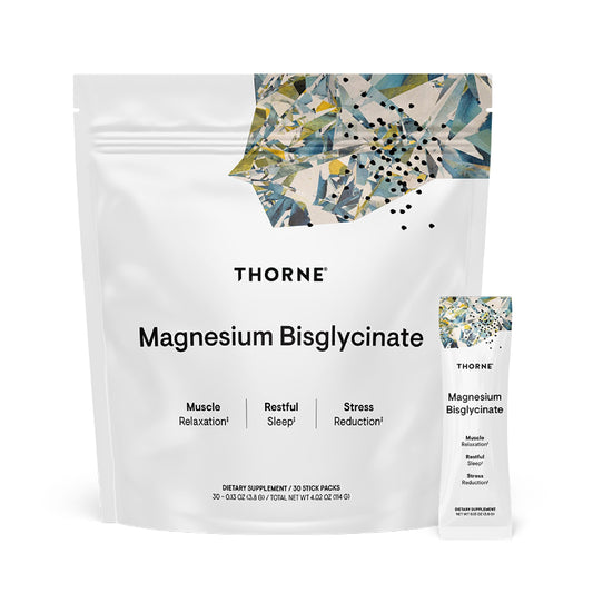 THORNE Magnesium Bisglycinate Powder – Restful Sleep, Muscle Relaxation, Heart Health & Metabolism Support | NSF Certified for Sport | 30 Servings | 0.13 Oz per Stick Pack - Calm Era