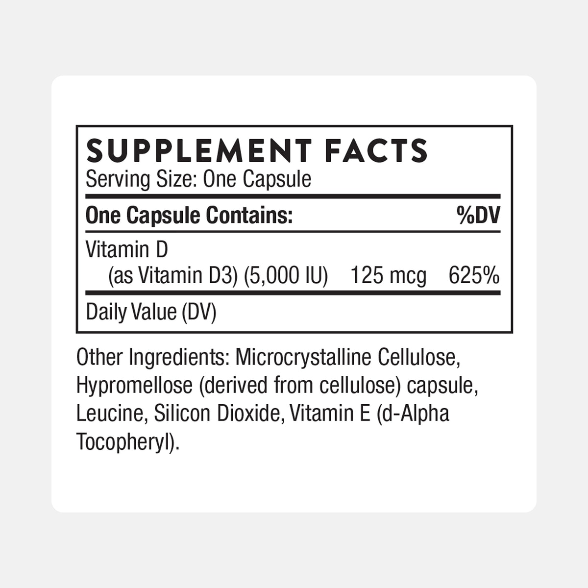 THORNE Vitamina D-5000 | D3 para huesos, sistema inmunitario y rendimiento | NSF
