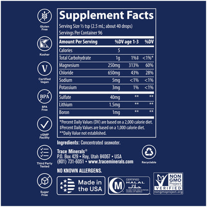 Gotas ConcenTrace de Trace Minerals | Más de 70 minerales iónicos para la energía, la digestión y la hidratación