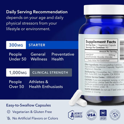 TRU NIAGEN NAD+ Supplement – 300 mg Niagen, 90 Servings