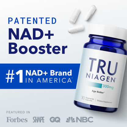 TRU NIAGEN Patented NAD+ Supplement | Nicotinamide Riboside 300mg | 30 Servings | 2 Bottles