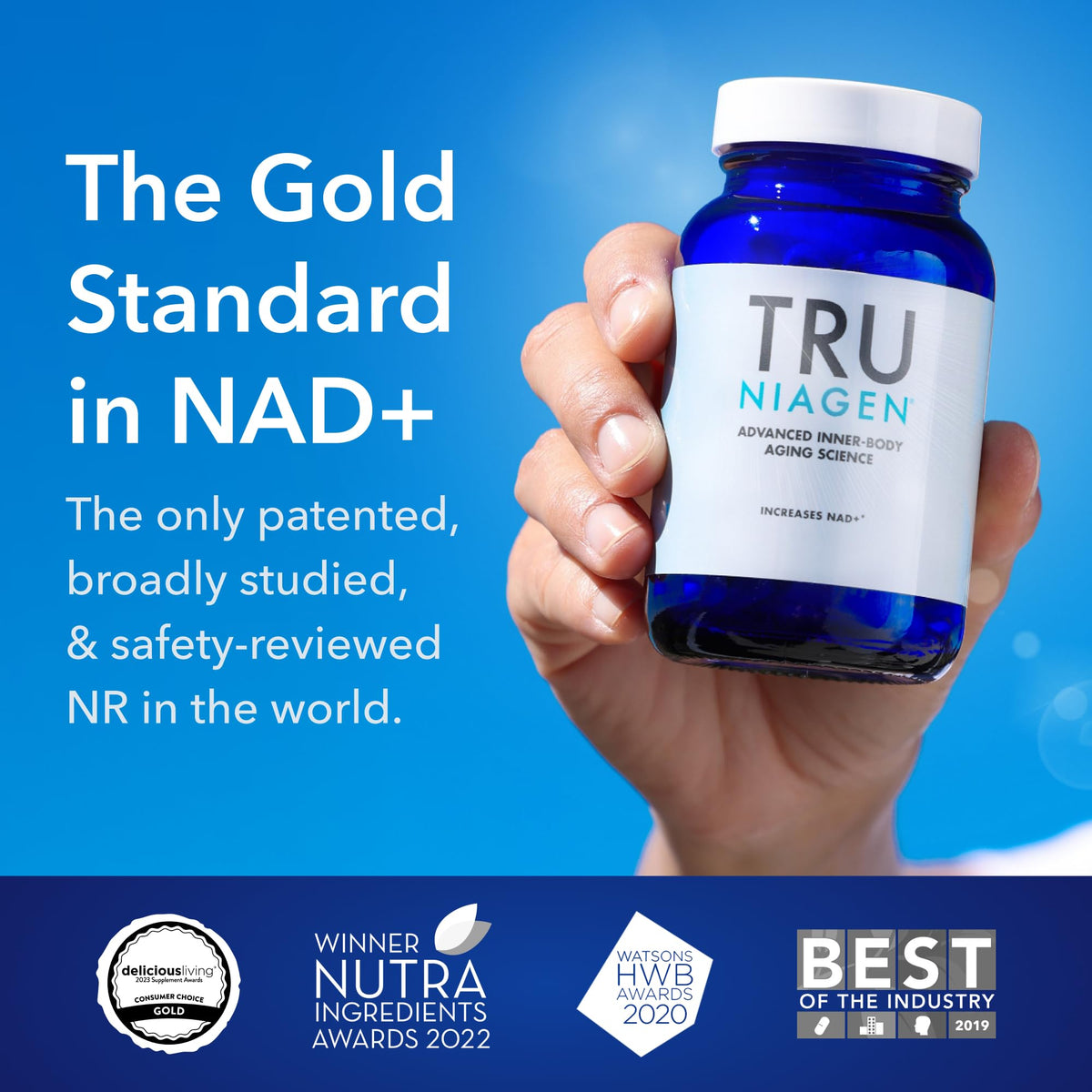 TRU NIAGEN Patented NAD+ Supplement | Nicotinamide Riboside 300mg | 30 Servings | 2 Bottles