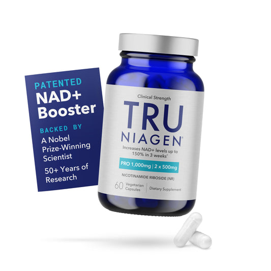 Suplemento TRU NIAGEN PRO NAD+ – Antienvejecimiento, Energía Celular, 2x500mg Niagen (NR), 30 Porciones
