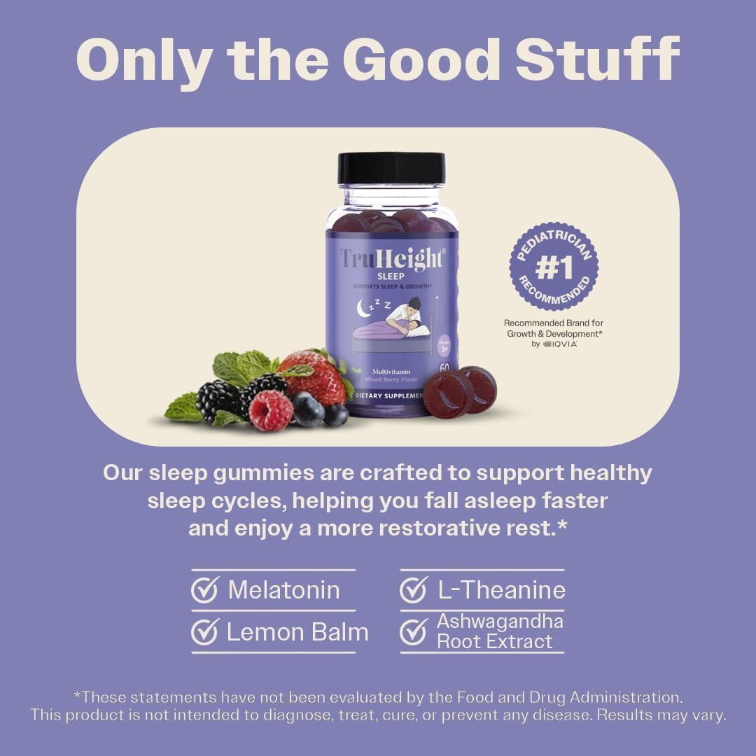 TruHeight Gomitas para dormir para niños y adolescentes – Ayuda natural para el sueño y el crecimiento