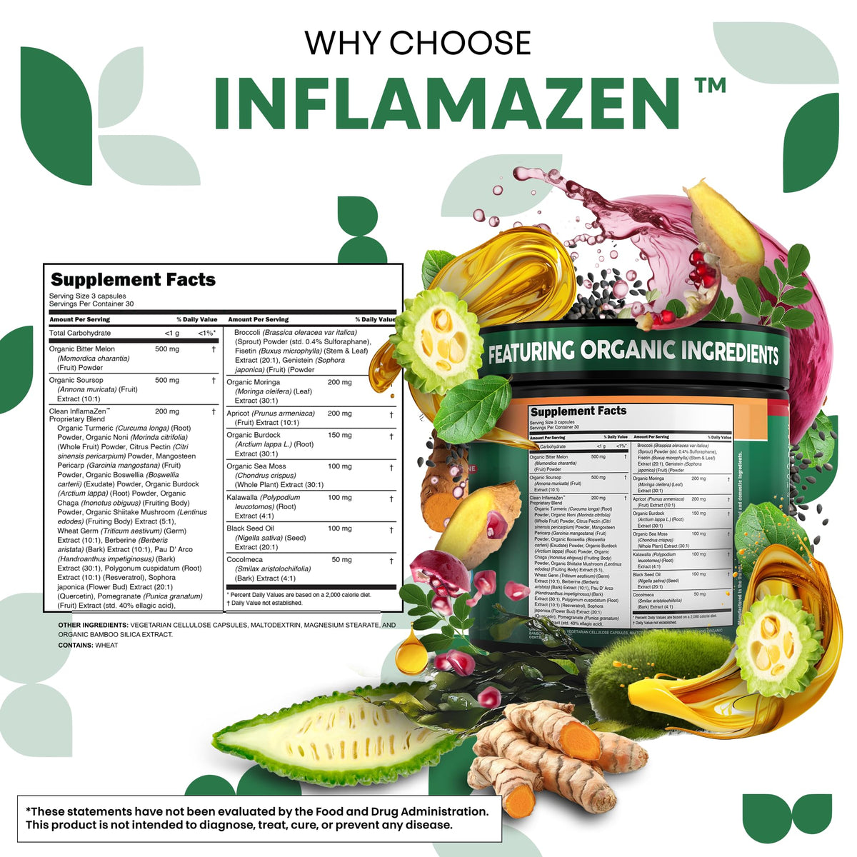 Clean Nutra Suplemento de Guanábana con Moringa, Musgo Marino y Berberina 90 cápsulas