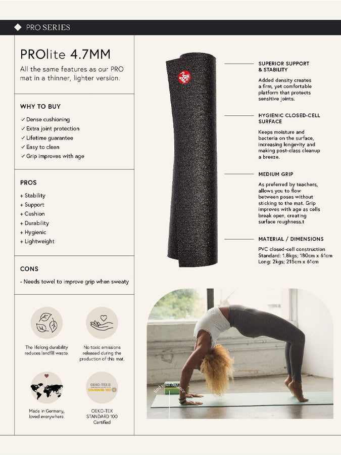 Manduka PROlite Yoga Mat – Standard 71" | 4.7mm | Premium Non-Slip