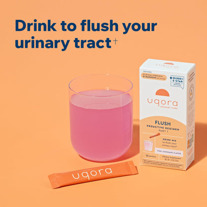 Uqora Flush Pink Lemonade – Urinary Health Drink Mix, Gluten-Free & Vegan, 20 Packets (2 Pack) - Calm Era