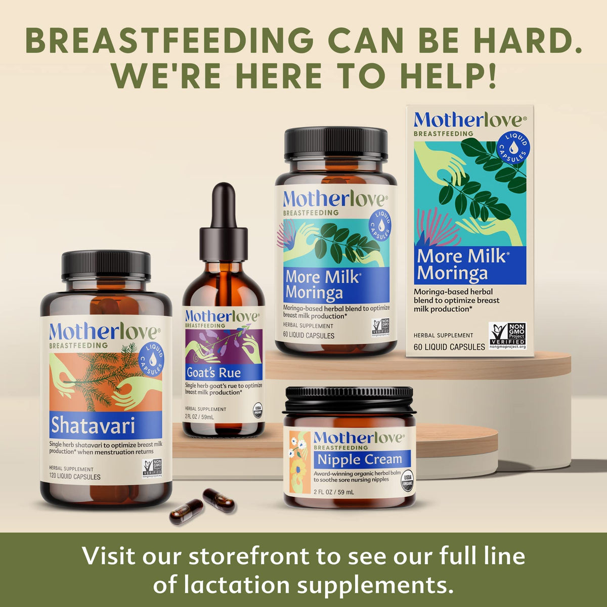 Motherlove More Milk Moringa Lactation Capsules 135ct | Fenugreek-Free
