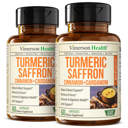 Vimerson Health Saffron Supplement – Turmeric, Cinnamon & Cardamom | 2-Pack - Calm Era