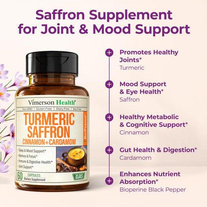 Vimerson Health Saffron Supplement – Turmeric, Cinnamon & Cardamom | 2-Pack - Calm Era