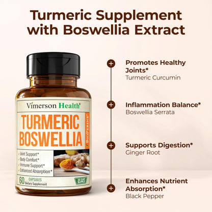 Vimerson Health Turmeric Curcumin with Boswellia & Ginger – 95% Curcuminoids | 2-Pack - Calm Era