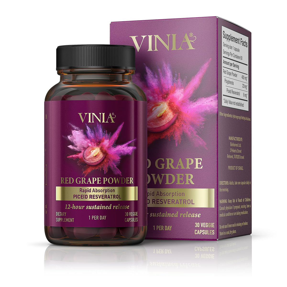 VINIA Piceid Resveratrol – Blood Flow & Heart Health | 30 Capsules - Calm Era