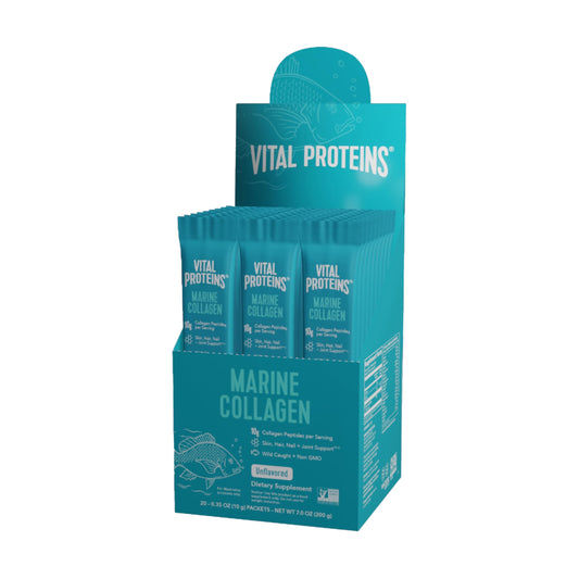 Vital Proteins Colágeno Marino – Salvaje, sin OGM, sin Sabor 10g Sticks (Caja de 20)