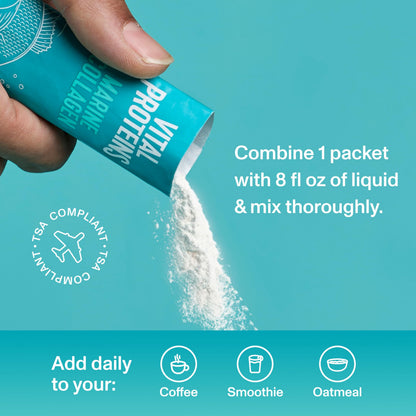 Vital Proteins Colágeno Marino – Salvaje, sin OGM, sin Sabor 10g Sticks (Caja de 20)