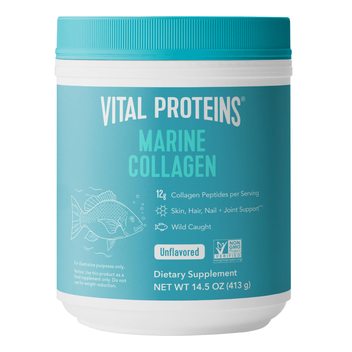 Vital Proteins Marine Collagen Peptides Powder – Skin, Hair, Nails, Joints – Hydrolyzed Collagen, 12g per Serving, 14.5oz Canister - Calm Era