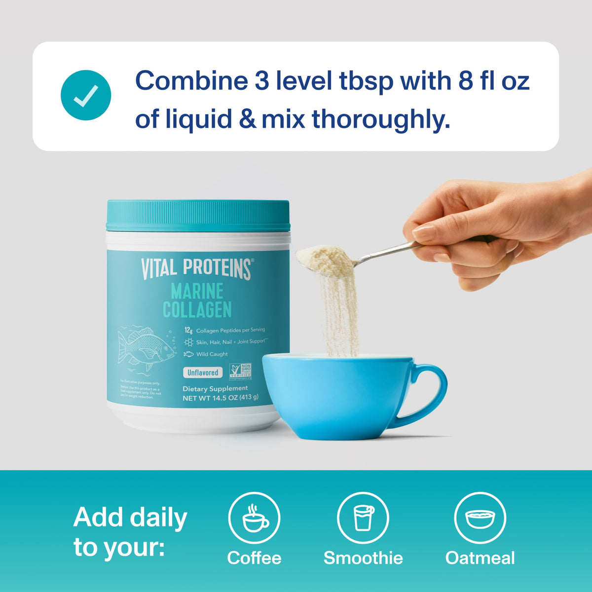 Vital Proteins Marine Collagen Peptides Powder – Skin, Hair, Nails, Joints – Hydrolyzed Collagen, 12g per Serving, 14.5oz Canister - Calm Era