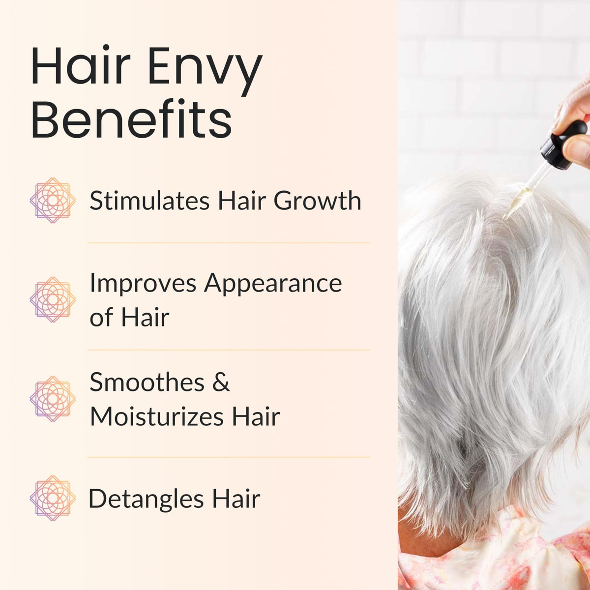 Vitality Hair Envy – Suero natural para el crecimiento del cabello con 15 extractos de plantas y aceites esenciales puros