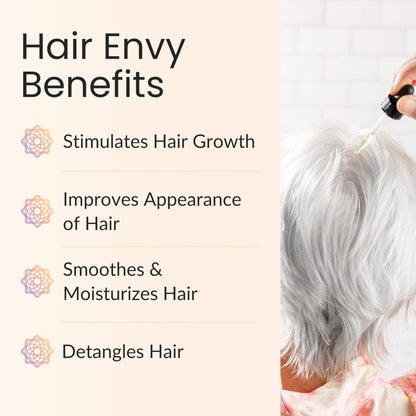 Vitality Hair Envy – Suero natural para el crecimiento del cabello con 15 extractos de plantas y aceites esenciales puros