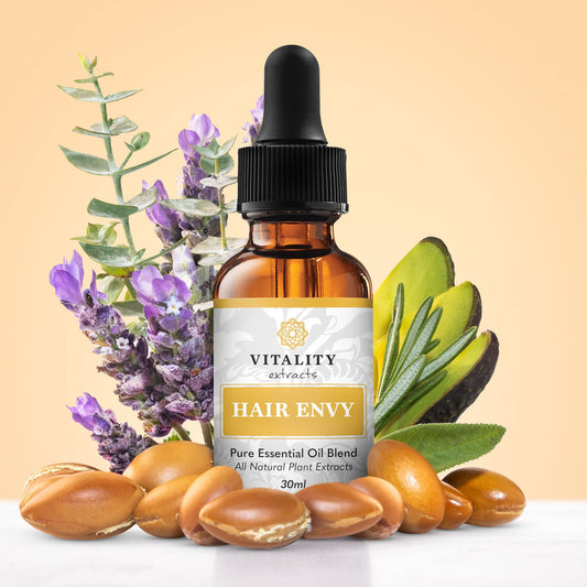 Vitality Hair Envy – Suero natural para el crecimiento del cabello con 15 extractos de plantas y aceites esenciales puros