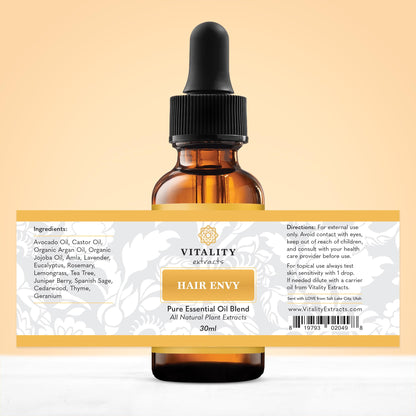Vitality Hair Envy – Suero natural para el crecimiento del cabello con 15 extractos de plantas y aceites esenciales puros