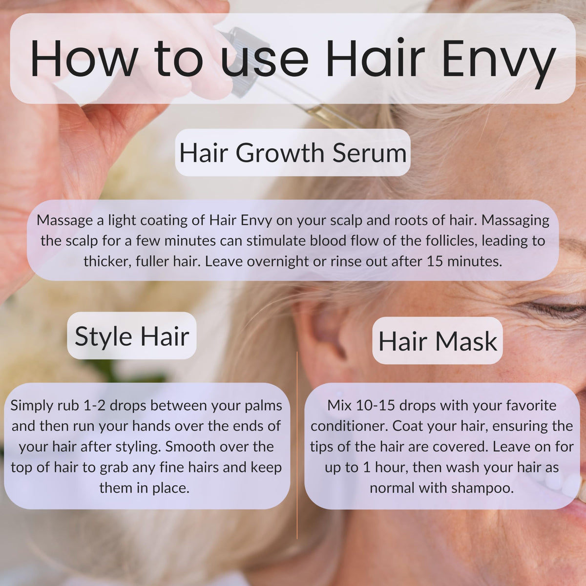 Vitality Hair Envy – Suero natural para el crecimiento del cabello con 15 extractos de plantas y aceites esenciales puros