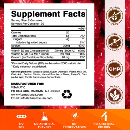 Gomitas Vitamatic de Vitamina D3 + K2 — 60 unidades