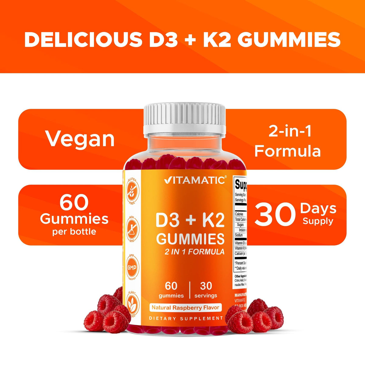Gomitas Vitamatic de Vitamina D3 + K2 — 60 unidades