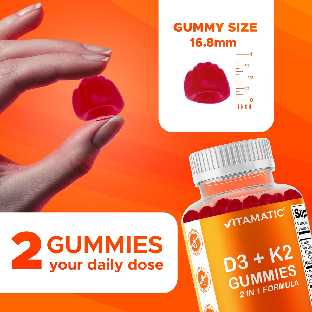 Gomitas Vitamatic de Vitamina D3 + K2 — 60 unidades