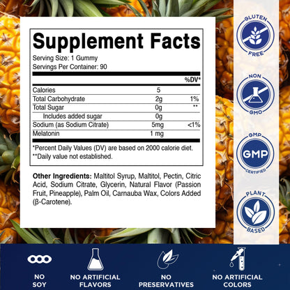 Vitamatic Gomitas de Melatonina Sin Azúcar para Niños 1mg — 90 Unidades
