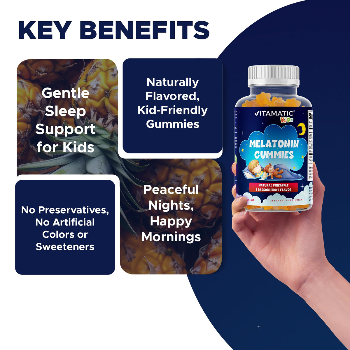 Vitamatic Gomitas de Melatonina Sin Azúcar para Niños 1mg — 90 Unidades