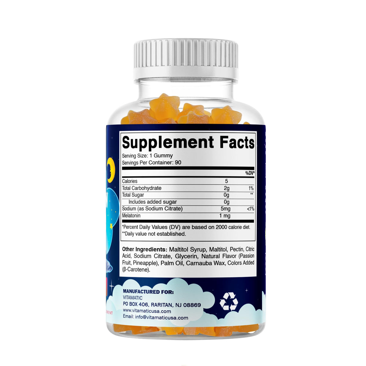 Vitamatic Gomitas de Melatonina Sin Azúcar para Niños 1mg — 90 Unidades