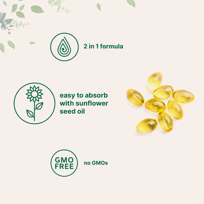 Micro Ingredients Vitamina D3 5000UI + K2 MK-7 100mcg | Paquete de 2 con 600 cápsulas blandas