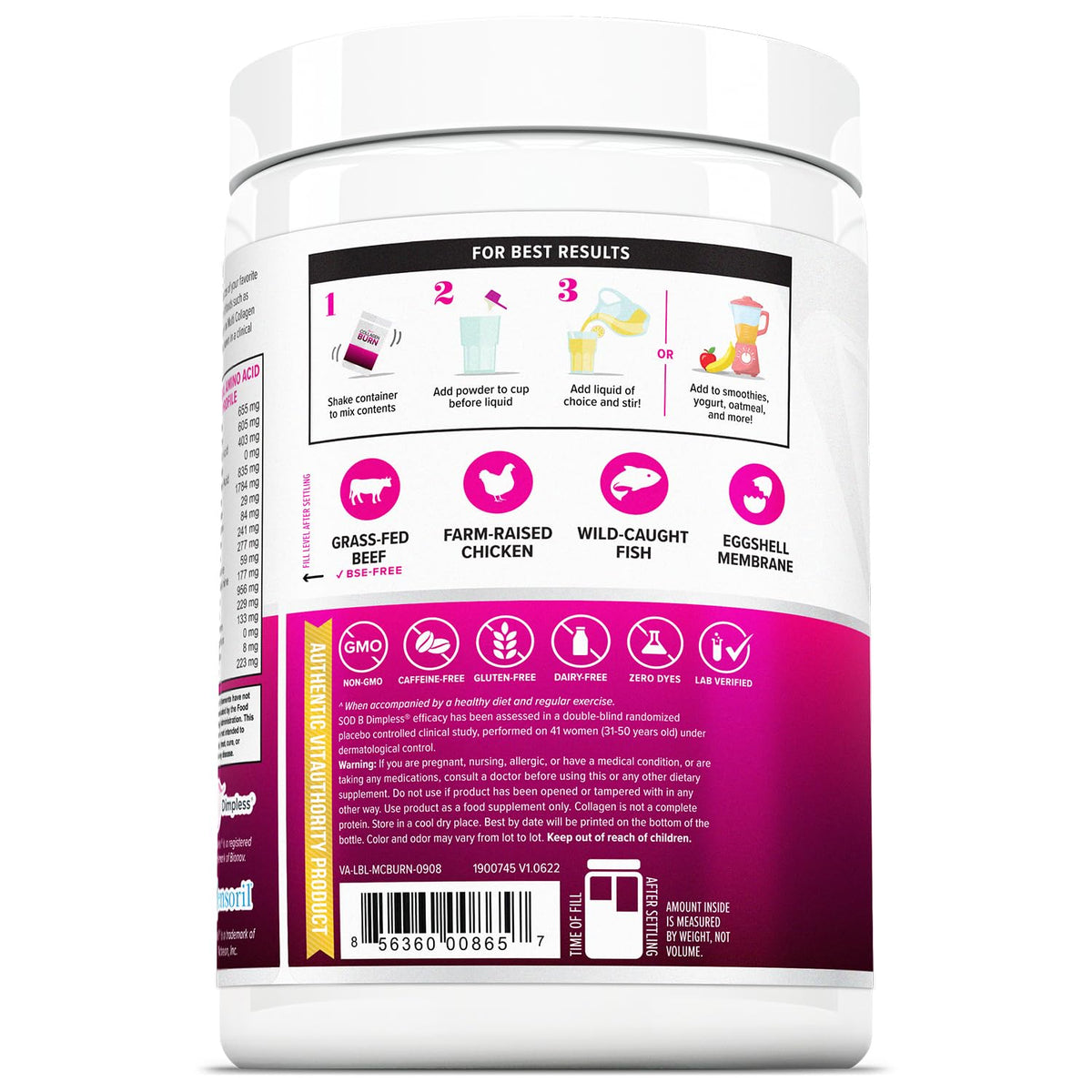 Vitauthority Hydrolyzed Collagen Powder – Burn Ultimate Beauty Complex for Women, Unflavored, 30 Servings - Calm Era