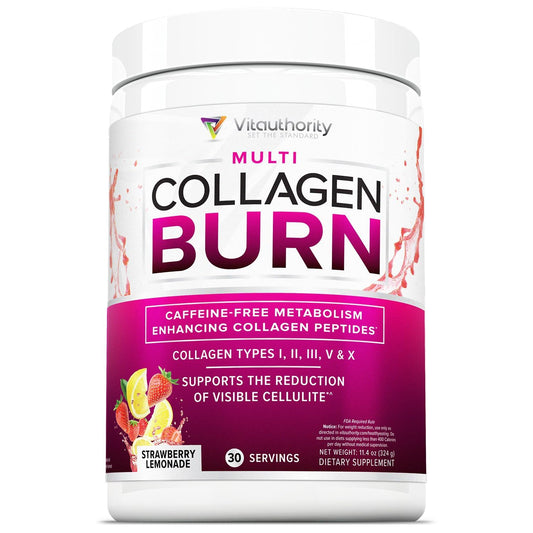 Vitauthority Multi Collagen Burn – Caffeine-Free Strawberry Lemonade, 30 Servings - Calm Era