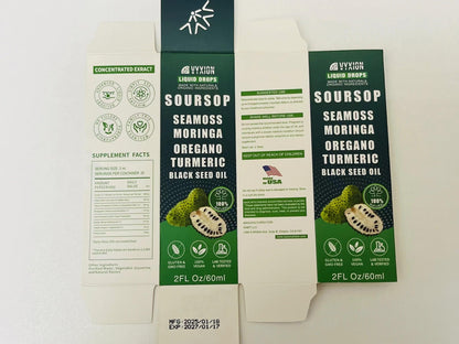 Soursop Bitters Liquid Drops 10-in-1 with Moringa & Ashwagandha 2fl oz
