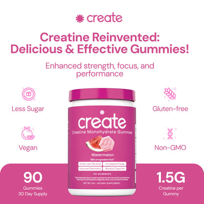 Create Creatine Monohydrate Gummies 1.5g | Vegan Anti-Melt Orange Flavour