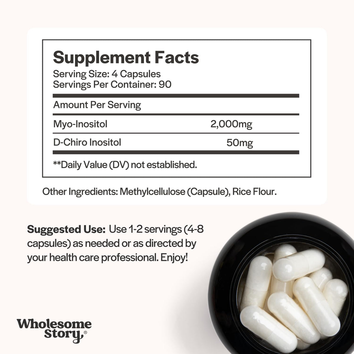 Wholesome Story Myo-Inositol & D-Chiro Inositol – 40:1 Ratio, 90 Servings
