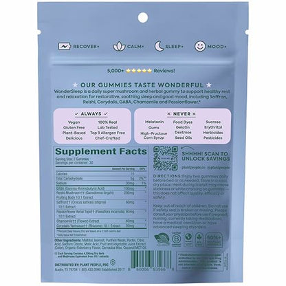 Gomitas de Hongos WonderSleep para Dormir y Relajarse, 60 unidades