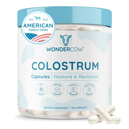 Cápsulas de calostro WONDERCOW — Salud intestinal e inmunidad (30 porciones)