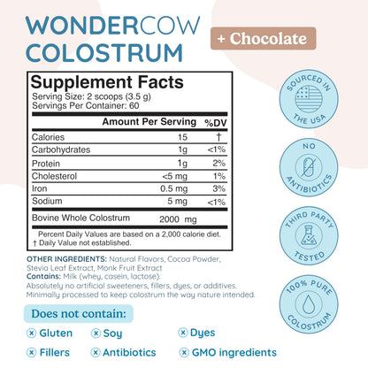 WonderCow Colostrum Powder – Chocolate | 60 Servings - Calm Era
