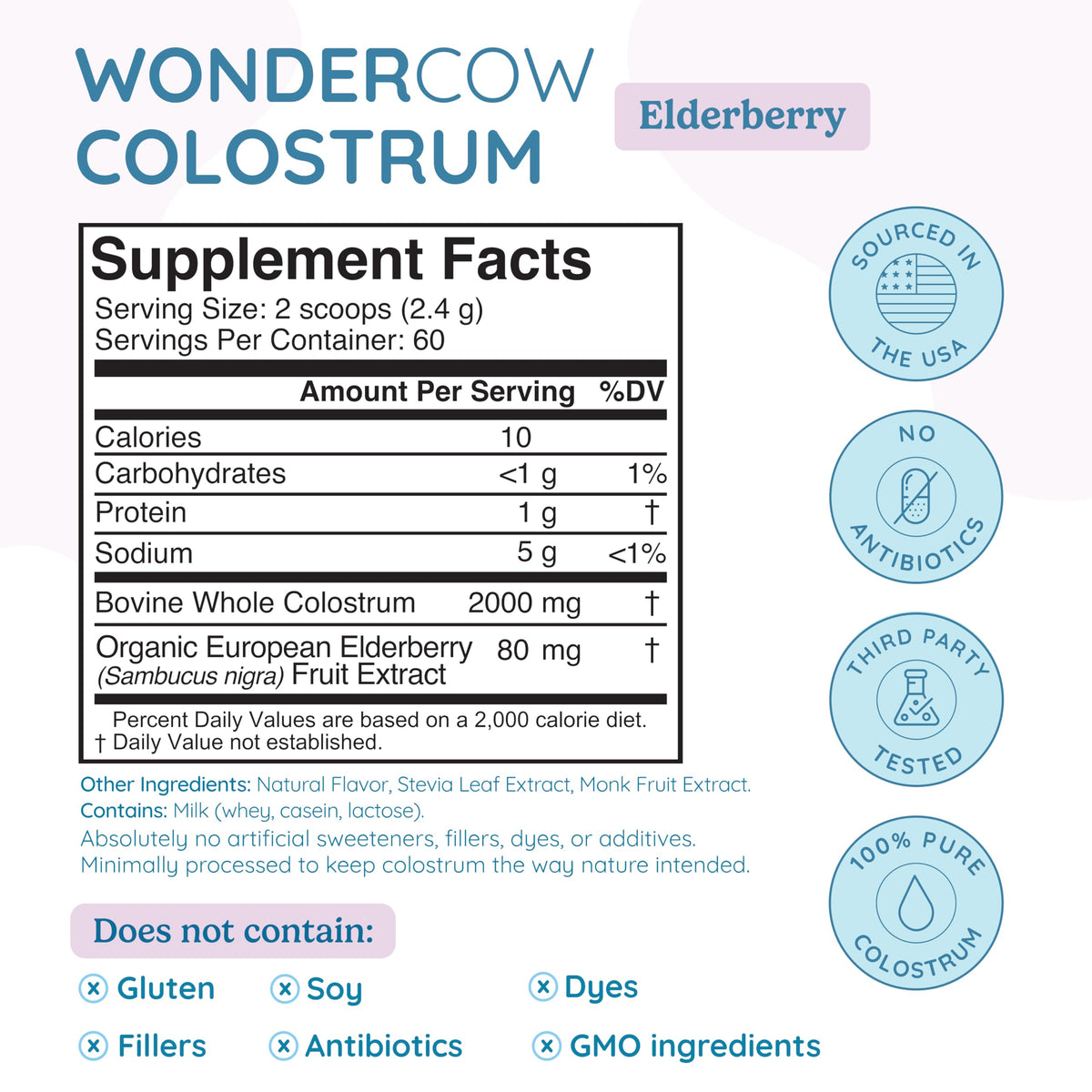 WonderCow Colostrum Powder – Elderberry | 60 Servings - Calm Era