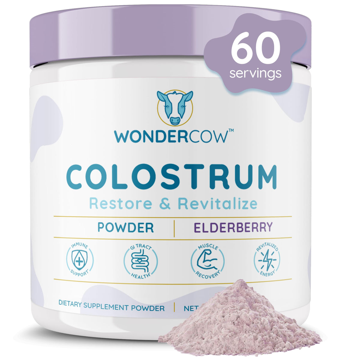 WonderCow Colostrum Powder – Elderberry | 60 Servings - Calm Era